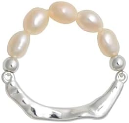 Adjustable Freshwater Pearl Stackable Ring with 925 Sterling Silver Details - Versatile and Sophisticated Jewelry for Women and Girls