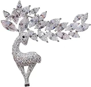 Crystal Deer Brooch, Beautiful Animal Brooch, Rhinestone Brooch Pin, Silver-Plated Animal Lapel Pin, Rhinestone Animal Pattern Brooch, Fashion Accessory, Gift Accessory, Women's and Men's