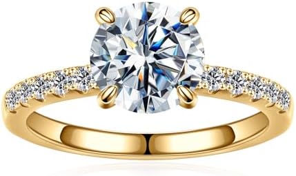 SMILEST Moissanite Engagement Rings for Women, 1.5CT Round D Color VVS1 Clarity Lab Created Diamond Rings 18K White Yellow Rose Gold Vermeil Moissanite Rings for Women Wife Promise Rings for Her