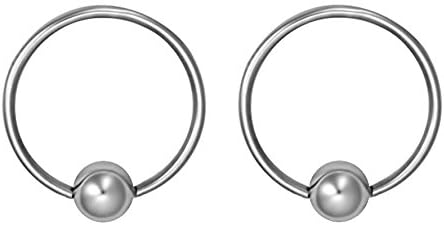 Forbidden Body Jewelry Stainless Steel Captive Bead Ring, Captive Bead Ball, Captive Hoop Cartilage, 14g-20g Every-Day Surgical Steel Captive Bead Ring Body Piercing Hoops