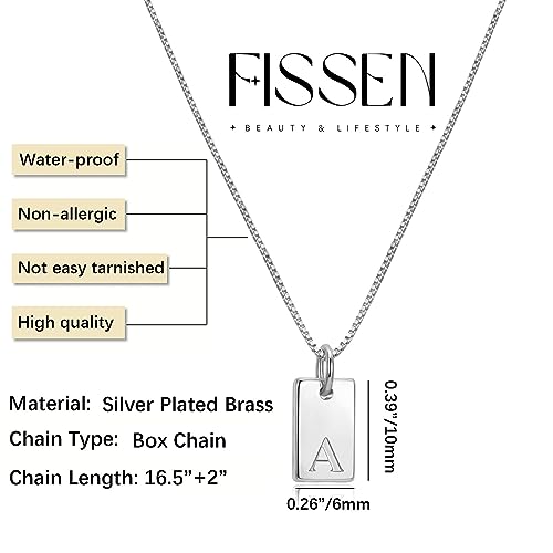 Initial Necklaces for Women Silver Plated Letter Necklace Dainty Silver Name Necklace Personalized Initial Tag Pendant Necklaces for Women Trendy Silver Jewelry