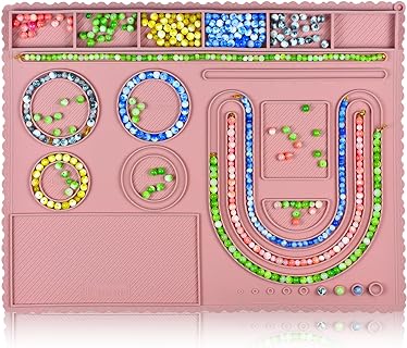 Bead Boards for Jewelry Making - Bracelet Bead Board Beading Trays Jewelry Design Mat for Making Bracelets, Necklaces, DIY Design (Pink)