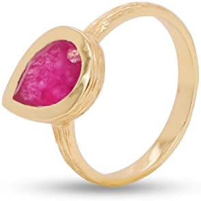 Pear Cut Pink Jade Engagement Ring in 18k Yellow Gold Vermeil for Women - 925 Sterling Silver Statement Fashion Jewelry