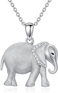 Lab-Grown Diamond Elephant Pendant Necklace, Sterling Silver Cable Chain, Ideal for Women and Girls of All Ages, Elegantly Designed