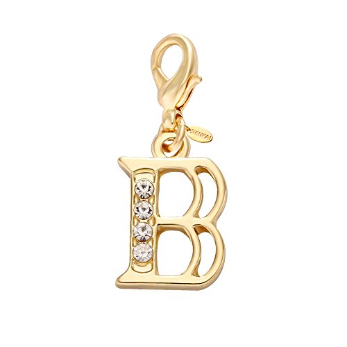 Gold Plated 26 Alphabet English Letters Crystal First Initial Name Charms for Bracelet,Necklace,Zipper Puller