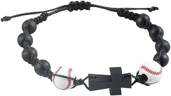 Baseball Bracelet Beaded Bracelet Handwoven Bracelet Wooden Bead Baseball String Sports Bracelet