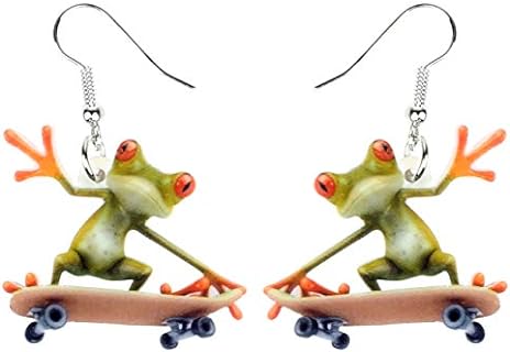 Acrylic Cute Guitar Frog Earrings Dangle Drop Funny Jewelry for Women Girls Weird Gifts