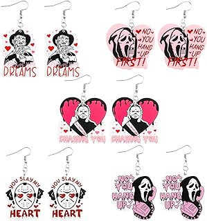 French Wire Clasp Halloween Horror Movie Themed Clip-on Earrings in Acrylic Material for Women - Dangle Design Costume Party Accessory