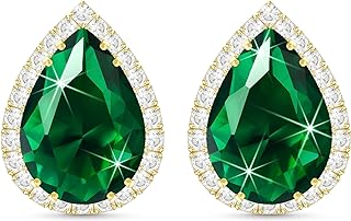 Linawe Women Stud Earrings, Teardrop Diamond Moissanite Cubic Zirconia Earrings Studs Rhinestone Jewelry Gold/Silver/Rose Gold