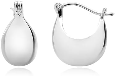 Small Chunky Hoop Earrings | 18K Gold Plated Sterling Silver Huggy Earrings | Hollow Dome Hoops for Women