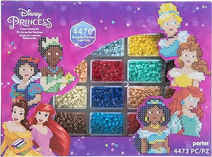 Perler Disney Princesses Deluxe Fused Bead Activity Kit with Patterns and Pegboards, Finished Project Sizes Vary, Multicolor 4474 Pieces