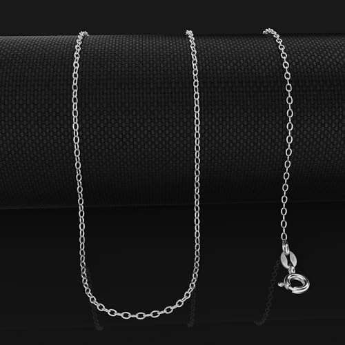 Sterling Silver Italian Cable Chain Necklace for Women and Girls, 1.2mm Very Thin and Dainty Chain, Sizes 14" - 36"