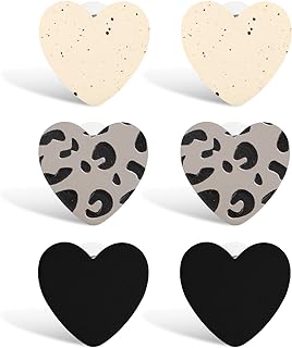 ALEXCRAFT Heart Stud Earrings for Women Girls, Acrylic Love Statement Pink Red Black Heart Earrings Studs Set for Girlfriend Mum Wife Daughter Valentines Jewelry Gifts