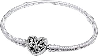 idudu S925 Sterling Silver Snake Chain Bracelets For Charms Heart Family Tree Daisy Clasp Charm Bracelet Gift for Women Girls