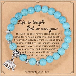 Natural Turquoise Stones Beaded Stretch Bracelets Healing Friendship Elastic Elephant Decoration Boho Bracelet for Women Girl