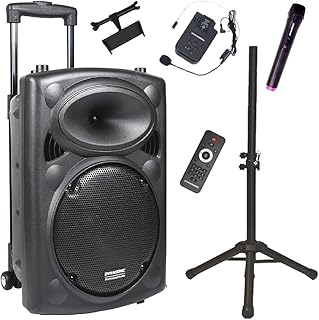 DYNASONIC Altavoz Bluetooth Portátil Profesional de 700W, 12 Pulgadas con TWS y Batería Recargable, Incluye 2 Micrófonos Karaoke y Soporte Tablet, Ideal para Eventos y Presentaciones