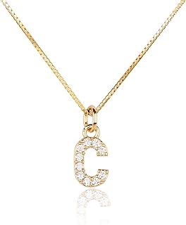 Gold Initial Necklaces for Women Girls, 14K Gold Plated Personalized Zircon Letter Necklace, Shiny Tiny A-Z Pendant Choker Necklace,Dainty Gold Name Diamond Gift for Women Necklace Jewelry