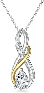 Two-Tone Infinity Pendant Necklace - 925 Sterling Silver with Cable Chain - Topaz or Moissanite Options - Ideal for Chic Women - Elegant Infinity Design