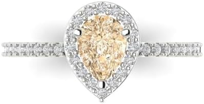 1.16ct Pear Cut Morganite Bridal Ring by Clara Pucci in 14k White Gold for Women, Featuring Solitaire with Accent Design, Size 3.5 with Optional Engraving