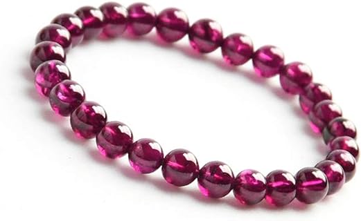 Genuine Natural Purple Garnet Gemstone Healing Crystal Round Bead Bracelet 6mm