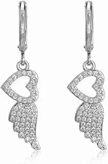 Cubic Zirconia Dangle Earrings for Women Angel/Heart/Animal Huggie Hoop Earrings Pave CZ Hypoallergenic Earrings Jewelry Valentine's Day Birthday Gift for Girlfriends