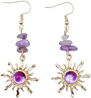 Crystals Stone Water Transparent Sunflower Dangle Earrings for Women, Natural Healing Gravel Sun Earrings, Gifts for Women Girls