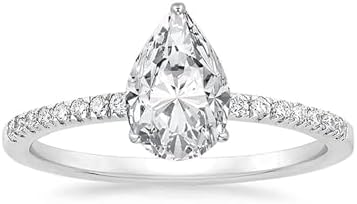 1-4 Carat Pear Cut Moissanite Engagement Ring for Women in Sterling Silver or 10K/14K/18K Gold, D Color VVS1 Clarity