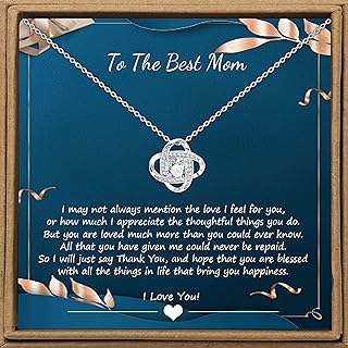 Rolo Chain Mother's Day Pendant Necklace with Hook and Eye Clasp, Cubic Zirconia Gem for Women - Dainty Love Knot Design