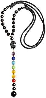 Jewever Black Obsidian Skull Pendant with Ball Chain and Push Button Clasp - Unisex Agate Gemstone Necklace for Chakra Healing and Stylish Wear