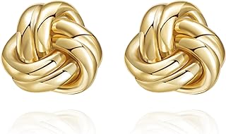 Celtic-Inspired Pink Gold Knot Stud Earrings with Push Back for Women, Hypoallergenic Brass Jewelry featuring 925 Sterling Silver Post