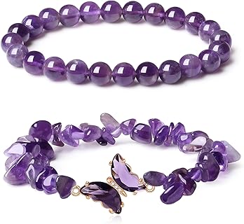 GIEEU Bracelet Améthyste Papillon en Cristal 8mm avec Pierre de Chakra, Perles de Guérison Énergétique et Pierres Naturelles, Idéal pour les Femmes cherchant Harmonie et Bien-Être