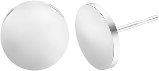 BEADNOVA Stud Earrings Flat Circle Piercing Dot Earrings Stainless Disc Post Earrings for Women (2-10mm, Silver, 1-3 pairs)