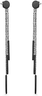 555Jewelry Womens Stainless Steel Triple Bar Drop Dangle Post Nut Earrings