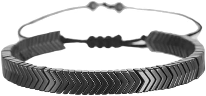 Healing Hematite Black Matte Beads Stretch Bracelet Geometric Love Heart Flat Bead Round Bead Yoga Chakra Meditation Relax Anxiety Adjustable Bracelets Jewelry Gifts For Women Men