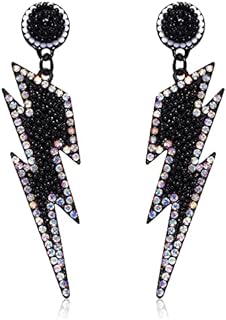 Beaded Lightning Earrings for Women Statement Lightning Bolt Dangle Earrings Sparkling Rhinestone Bead Drop Earrings Holiday Halloween Party Gifts