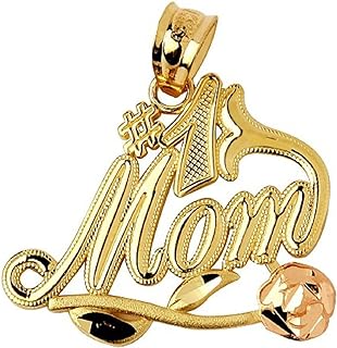 10k Two-Tone Yellow and Rose Gold Flower #1 Mom Bracelet Charm