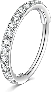 ZUOPOEKI Nose Rings Hoops Surgical Steel Tragus Piercing Jewelry Nose Rings for Women 20G Nose Hoops Featuring Clear CZ
