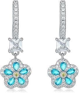 Hinged Hoop Clasp Butterfly & Flower Design Earrings - Dazzling Brass Stud Earrings with Heart, Square, Pearl, and Lightning Shapes for Women - Versatile Cubic Zirconia Jewelry Perfect for Any Occasion