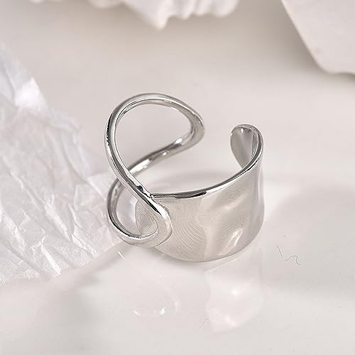 Handmade Rings 925 Sterling Silver Band Ring Adjustable Open Knuckle Rings Thumb Ring Statement Rings for Women Minimalist Jewelry