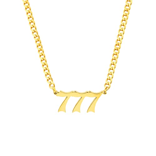 HUTINICE Angel Number Necklace, 18K Gold Plated Dainty 111 222 333 444 555 666 777 888 999 Pendants Choker Necklace For Women Numerology Minimalist Jewelry