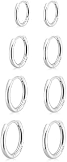 Gokeey Small Gold Huggie Hoop Earrings Set for Women 14K Real Gold Plated Hypoallergenic Lightweight Earrings for Sensitive Ears Everyday Earrings for Cartilage Piercings Jewelry for Women Girls Gifts 6mm/8mm/10mm/12mm(4 Pair)