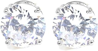 Me Plus Stainless Steel Round Cut Cubic Zirconia Stud Earrings With Clear Case - Gold, Silver (3mm~12mm)