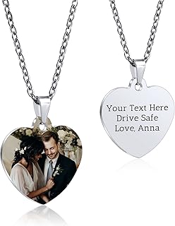 OTXIXTO Pendentif Cœur Personnalisé en Acier Inoxydable pour Femme, Gravez Photo et Texte, 34mm, Hypoallergénique, Idéal pour Cadeaux de Mariage, Anniversaires et Occasions Spéciales