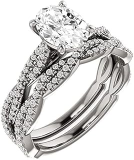 4 CT Oval Cut Bridal Rings Set Moissanite VVS Colorless Engagement Rings for Women Wedding Gift Promise Rings 925 Sterling Silver Swirl Antique Vintage