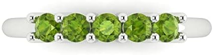 0.4 ct Brilliant Round Cut Natural Peridot 14k White Gold Bridal Engagement Wedding Desginer Stackable Band SZ 6.75