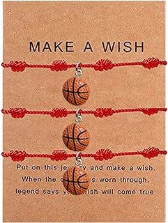 Basketball Bracelet Charm Lucky 7 Knots Red Rope Blessings Bracelets for Women Men Sports BFF Friendship Bracelets for 2 3 Pcs Jewelry