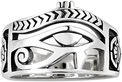 Genuine .925 Sterling Silver AeraVida Egyptian Eye of Horus Ankh Cross Ring | Unisex Comfort Fit Ring in USA Sizes 6-14 | Stylish, Durable & Versatile Jewelry with Vintage Appeal