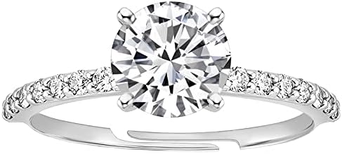 Whaline 32 Pack Bridal Shower Diamond Ring Fake Diamond Engagement Rings Artificial Adjustable Ring