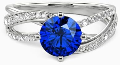 Personalized Oval-Cut Sapphire Engagement Ring in Sterling Silver & Platinum| Custom Gemstone Name Engraved Promise Ring| 1-5 Carat Blue Sapphire Women's Ring