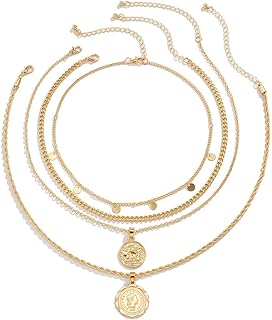 Retro Coin Detailed Layered Necklace with Lobster Clasp for Women and Girls, Composed of Durable Alloy and Rope Chain - Ideal Birthday Gift